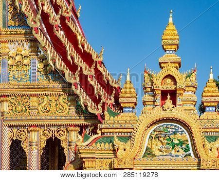 Detail Of Wat Huai Yai, A Buddhist Temple In Huai Yai, Close To Pattaya City In Chonburi, Thailand.