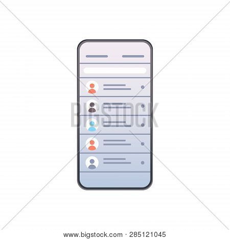 Contact List Of People Social Network Concept Smartphone Select Contacts Screen Chatting And Messagi