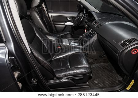 Novosibirsk, Russia - February 19, 2019:  Volvo Xc90,close-up Of The Dashboard, Speedometer, Tachome