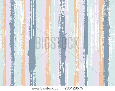 Watercolor Strips Seamless Vector Background. Striped Tablecloth Textile Print. Decorative Bright Pl