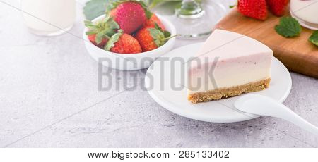 Delicious And Nutritious Handmade Strawberry No Bake Frozen Gradient Colour Fromage Frais Cheesecake