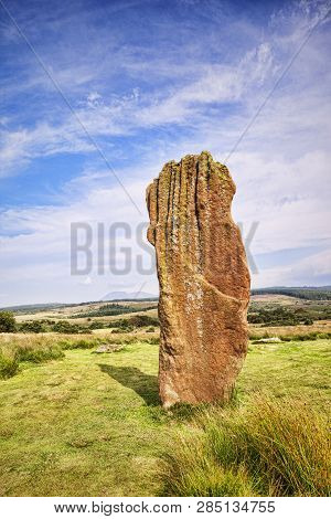 The Only Remaining Upright Stone Of The Machrie Moor 3 Stone Circle, A 4000 Year Old Megalithic Monu