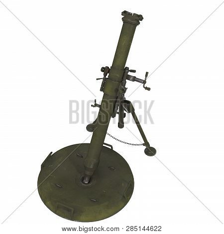 The 120-mm Mortar Cannon Gun 2b11 On White Background. 3d Illustration
