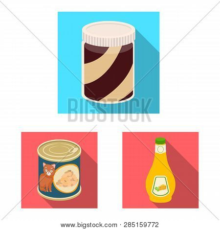 Vector Design Of Can And Food Symbol. Set Of Can And Package Stock Vector Illustration.