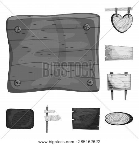 Vector Design Of Signboard  And Wood Logo. Set Of Signboard  And Tree   Vector Icon For Stock.