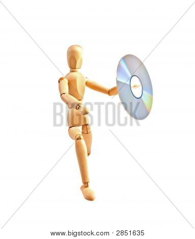 Dřevěný manekýn s Cd-Rom