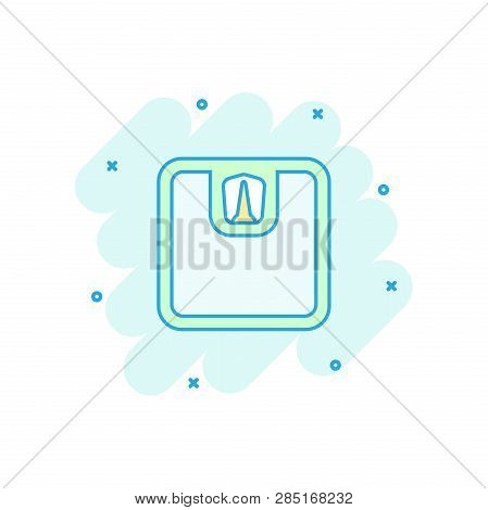 Vector Cartoon Bathroom Scale Weigher Icon In Comic Style. Weigher Sign Illustration Pictogram. Bala