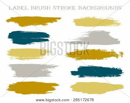 Scribble Label Brush Stroke Backgrounds, Paint Or Ink Smudges Vector For Tags And Stamps Design. Pai