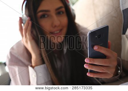 Minsk, Belarus - February 16, 2019 : Woman Holding Smartphone Samsung Galaxy S8 In Hand Illustrative