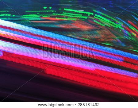 Funfair Fairground Disco Lights Stock Photo Neon Background Synthwave Night Colors Of The Amusement 