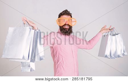 Shopping On Black Friday. Happy Shopping With Bunch Paper Bags. Shopping Addicted Consumer. Profitab