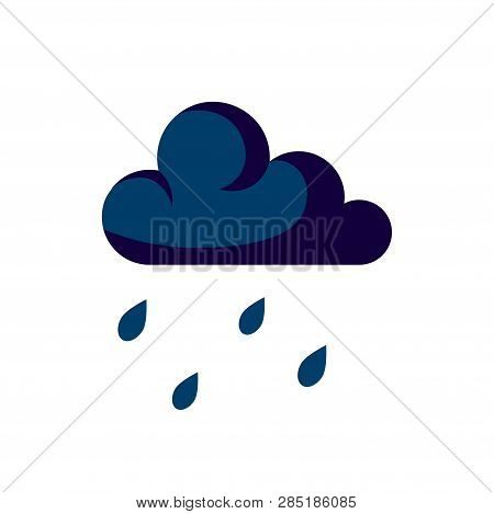 Raining Icon In Flat Style, Vector. Can Be Used As Weather Item Or Symbol Of Depression.