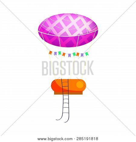 Bright Festive Hot Air Balloon Isolated Vector. Festival, Carnival, Party. Aerostat Concept. Vector 