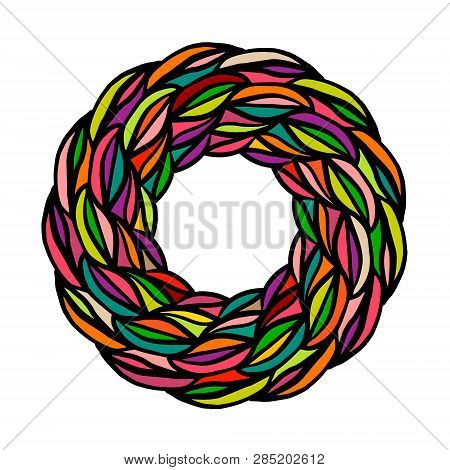 Colorful Wreath Hand Drawn Illustration With Lines
