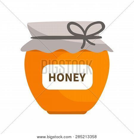 Honey Jar Isolated On White Backgroud. Honey Natural Healthy Food Production. Honey Liquid Bank. Vec