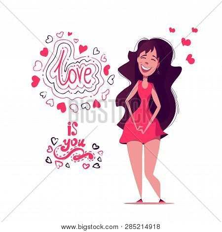 Typography Card With Girl Inloves Wiht White Background