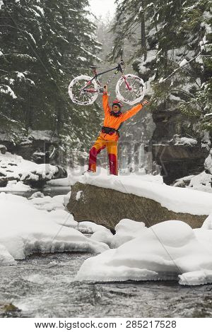 Mountain Bike In The Winter In The Mountains