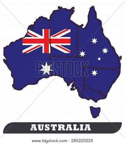 Australian Map And Australian Flag. Australian Map And Australian Flag Use For Background Drawing By