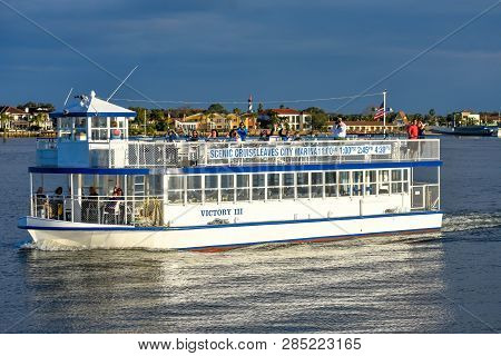 St. Augustine, Florida. January 26 , 2019 . Scenic Cruise Tour On Colorful Background. 1
