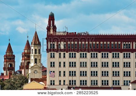 St. Augustine, Florida. January 26 , 2019.top View Of Cathedral Basilica Of St. Augustine At Old Tow