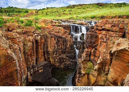 Canyon Scenery With Waterfalls Of Bourkes Luck Potholes, South Africa