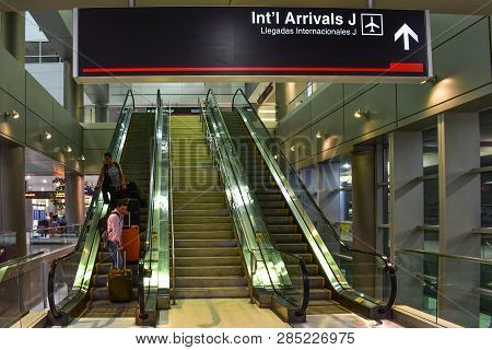 Miami, Florida. January 05, 2019. International Arrivals J Sign At Miami International Airport .