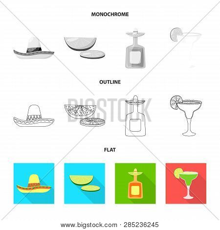 Vector Design Of Cafe And Latin Icon. Set Of Cafe And National Vector Icon For Stock.