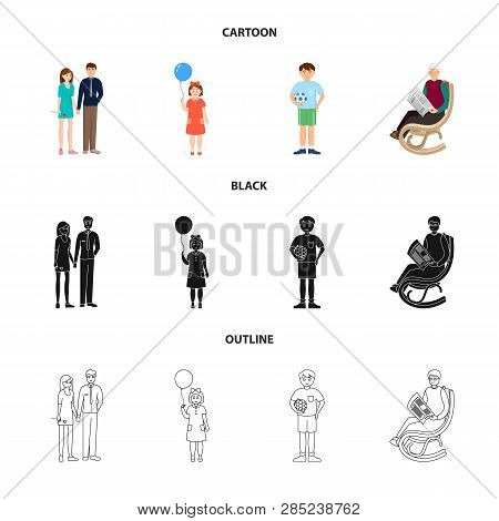 Vector Design Of Character And Avatar  Logo. Set Of Character And Portrait Stock Vector Illustration