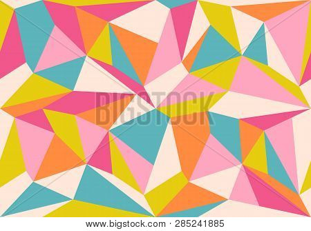 Vector Vintage Geometric Polygon Pattern. Retro Vector Pattern With Colorful Polygons.