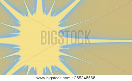 Fractal Paper Label In Form Of Star On Beige Background, Ribbons And Frame, Badge Copyspace Icon For