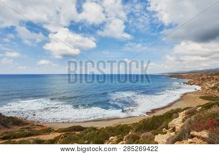 A Rocky Shore On Akamas Peninsula In Cyprus