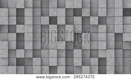 3d Rendered Concrete Blocks At Different Heights.