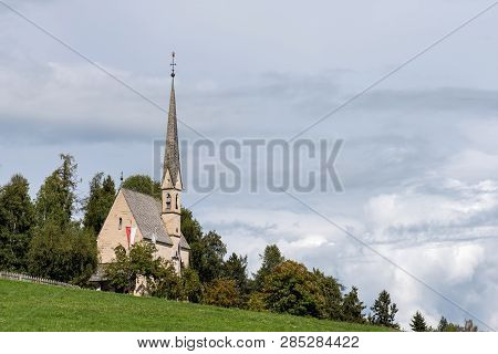 Landscape With A Little Village In South Tyrol, Renon-ritten Region, Italy.