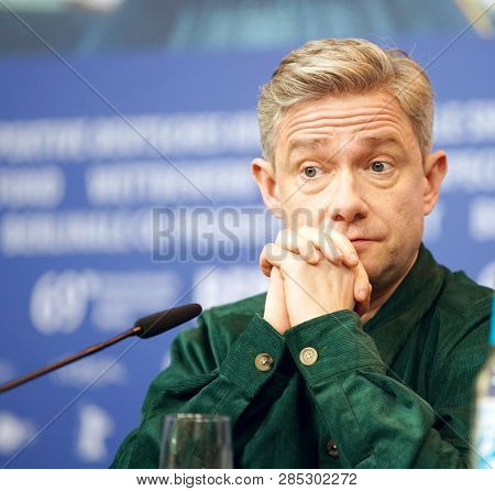 Martin Freeman is seen at the 'The Operative' (Die Agentin) press conference during the 69th Berlinale International  Festival Berlin at Grand Hyatt Hotel on February 10, 2019 in Berlin, Germany.  