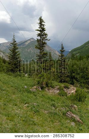 Mountain Landscape By The River Chuya, Altai Republic, Siberia, Russia