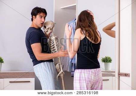 Concept of Skeleton in the cupboard or closet