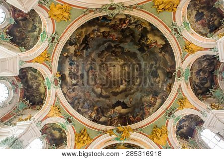 St Gallen, Switzerland - April 17: Abbey Of Saint Gall On April 17, 2015 In St Gallen. The Interior 