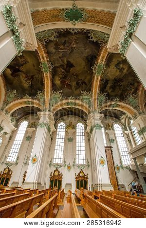 St Gallen, Switzerland - April 17: Abbey Of Saint Gall On April 17, 2015 In St Gallen. The Interior 