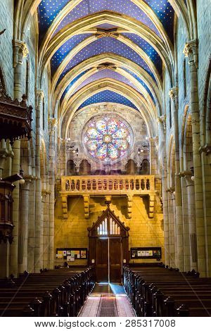 Neuchatel, Switzerland - April 18: Interior Of Collegiale Church On April 18, 2015 In Neuchatel. The