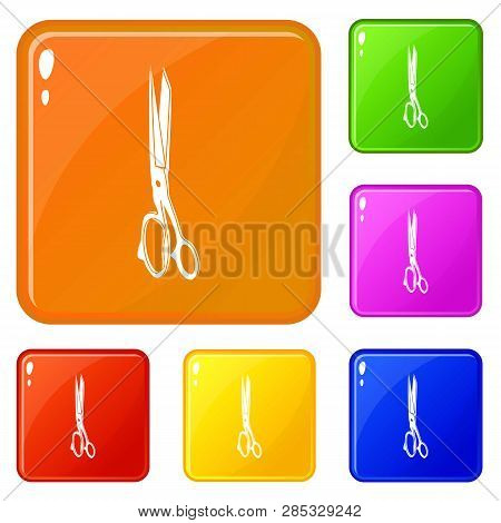 Big Medical Scissors Icons Set Collection Vector 6 Color Isolated On White Background