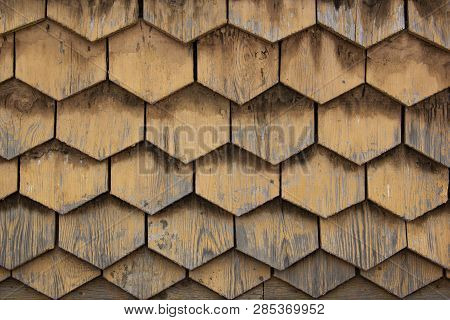 Old Wall Of Boards Peeling Paint Red Burgundy