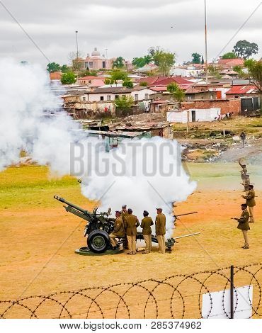 Artillery Cannon Guns On Display At Local Township