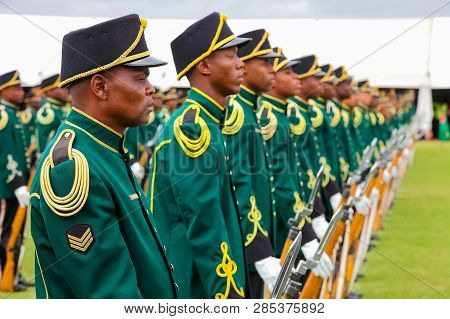 South African Defence Force Soldiers On Parade