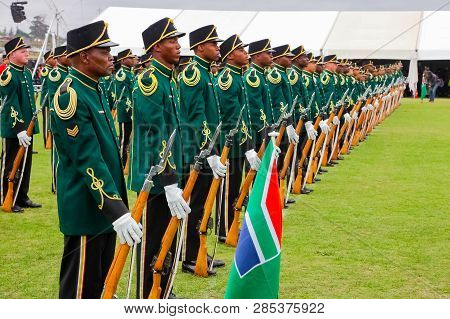 South African Defence Force Soldiers On Parade