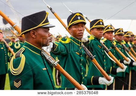 South African Defence Force Soldiers On Parade