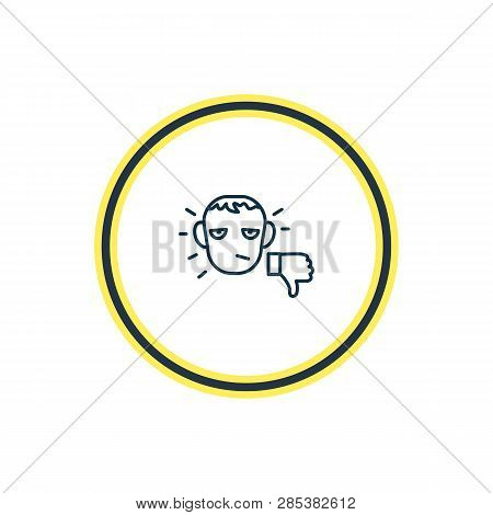 Vector Illustration Of Unsatisfied Icon Line. Beautiful Emoticon Element Also Can Be Used As Unlike 