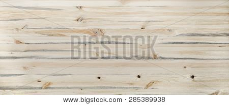 Light Beige Wooden Desk Background Tabletop Horizontal Photo Banner For Website Design, Rustic Wood