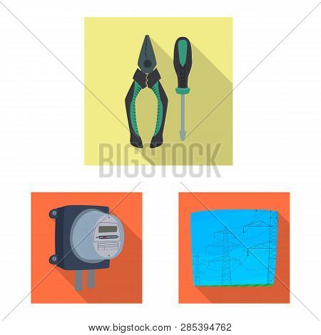 Vector Illustration Of Electricity And Electric Symbol. Set Of Electricity And Energy Vector Icon Fo