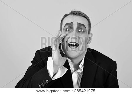 Secretly Between You And Me. Performance Art And Pantomime. Actor Acting Secret. Mime Artist. Mime W