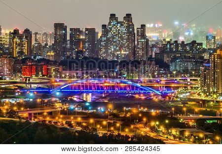 Night View Of New Taipei City At Xindian District, Taiwan